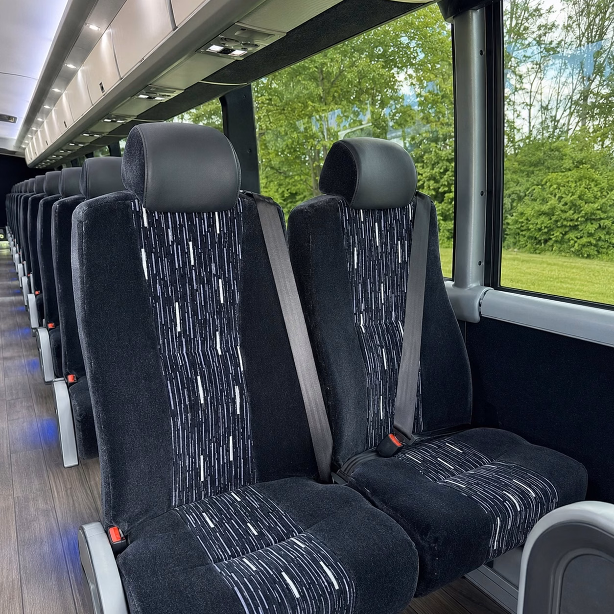 56 passenger charter bus inside